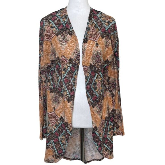 Xhilaration Women's Open Front Kimono Cardigan Cover-Up Bohemian Crochet Back L - Picture 1 of 7